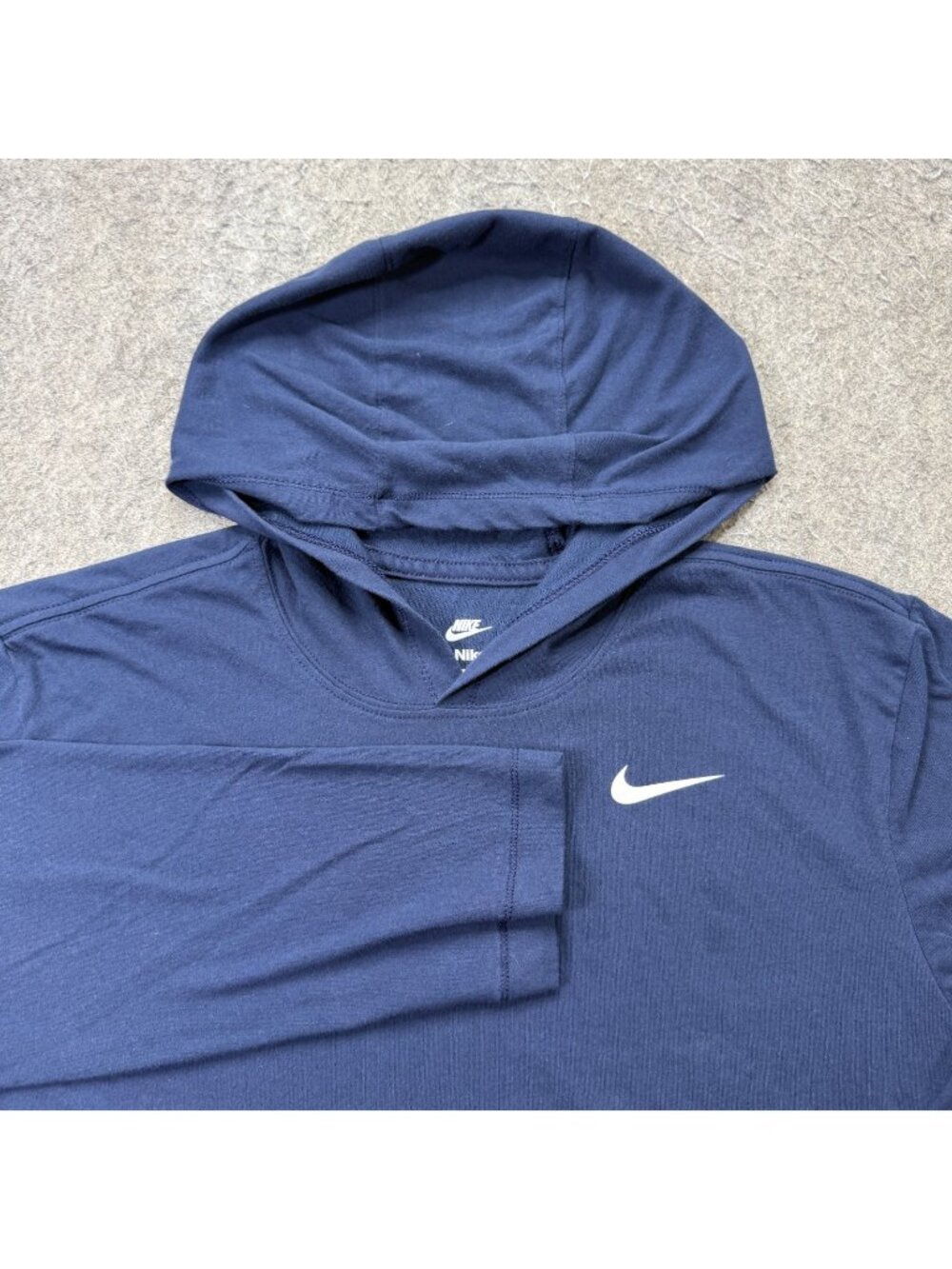 Nike Hoodie T-Shirt Men M Dark Blue Long Sleeve Lightweight 398074